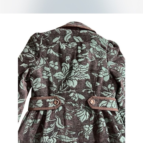 Elevenses Teal Tapestry Edwardian Floral Coat 2 - Picture 7 of 7